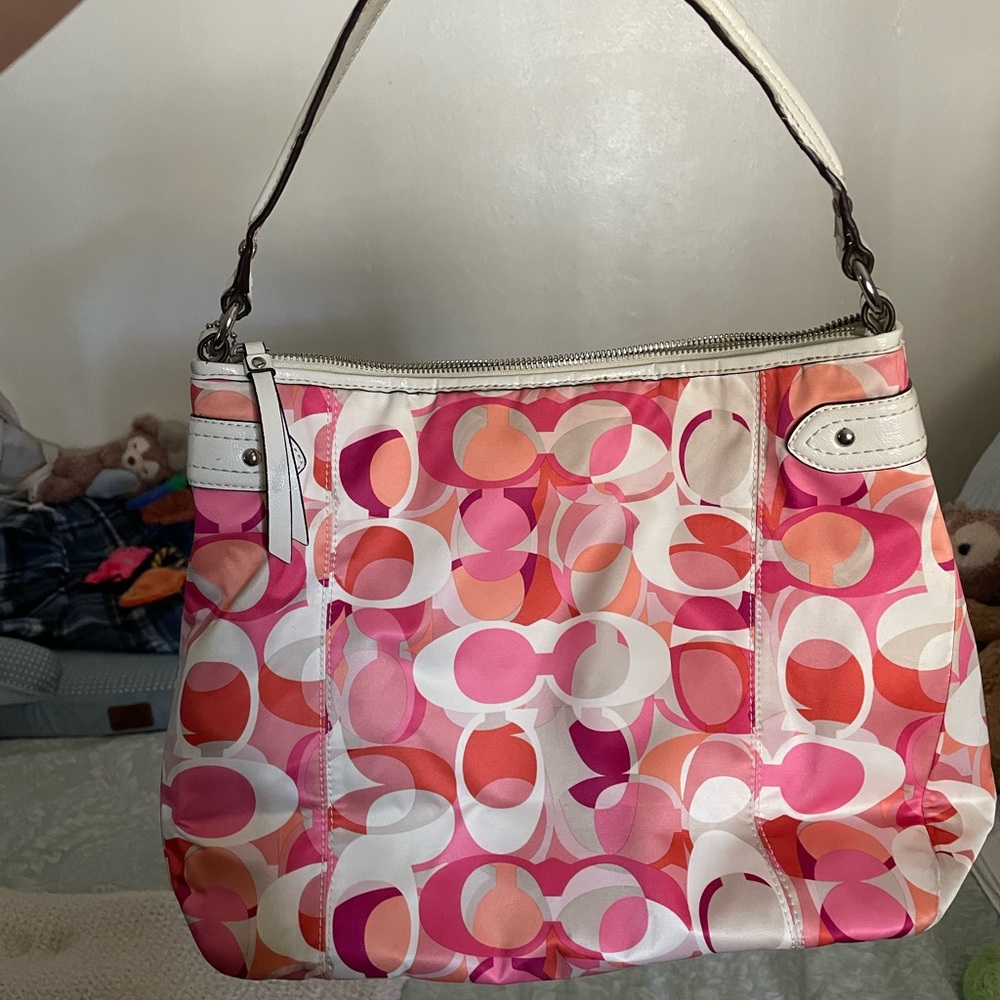 Coach Multicolor Pink and White Shoulder Bag